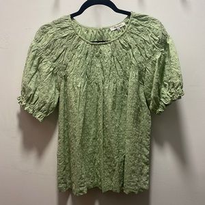 Green floral blouse